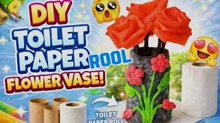 How to make a flower vase at home? Flower vase making with tissue paper roll! 😲