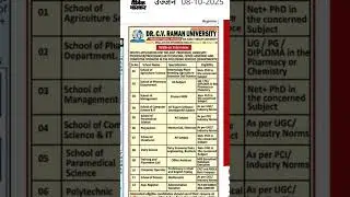 DR. C.V. Raman University Vacancy