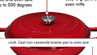 Bruntmor Enameled Nonstick Cast Iron Casserole Braiser Pan - 3.8-Quart Kitchen Round Casserole Dish