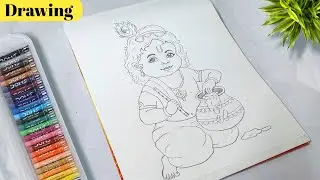Little Krishna Drawing/ Janmastami Drawing Krishna Outline/ Lord Krishna Drawing Janmastami