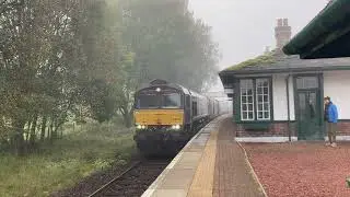 GB Royal Scotsman 66 743 plus CS 73 Arrives into Rannoch on a misty morning! 29/09/25