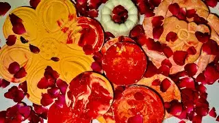 Falling rose petals 🥀| Dyed double tone Gymchalk crush Asmr|Crispy soft peach & red crush|satisfying