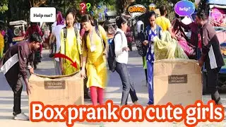 Box prank on Cute girls 😱🤣//funny reaction on public!!@dustukhokapranks