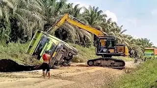 From Chaos to Rescue 💥 Excavator Saves Coal Truck After Crash