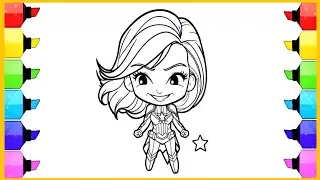 Marvel Coloring Pages for Kids | Captain Marvel Drawing and Coloring Easy Step by Step