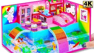 How To Make Cutest Pink Hello Kitty House with Amazing Aquarium ❤️ DIY Miniature Cardboard House