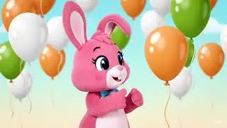 Mimi, funny bunny, little cute bunny, learning shapes and colors, bay shark, smiles, balloons, 