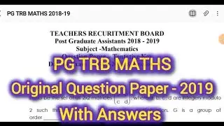 PG TRB MATHS 2019 ORIGINAL TRB QUESTION PAPER ANSWERS KEY #TRB QUESTIONS AND ANSWERS