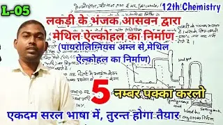 लकड़ी के भंजक आसवन द्वारा मेथिल ऐल्कोहल का निर्माण | pyroligneous amal se methyl alcohol ka nirman