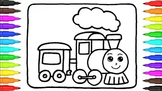 How to Draw Train for Kids | Train Drawing and Coloring Step by Step | Easy Train Drawing for Kids