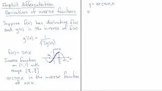 Finding the derivative of arcsin(x)