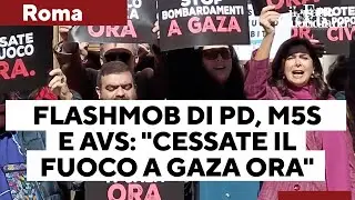 Flashmob di Pd, M5s e AVS a Roma: 