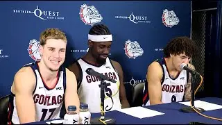 Gonzaga Postgame: Graham Ike, Jalen Warley, Mario Saint-Supery Following Win Over Saint Mary's