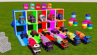Giant EXCAVATOR TRAIN Mack Truck Eater VS police Cars Lightning McQueen Escape Monster Beamng Drive