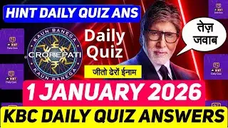 KBC Offline Daily Quiz Answers 1 January 2026 | KBC Live Answer Today | Play Along Hint Daily Quiz
