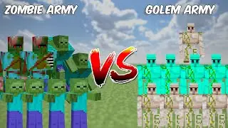 Golem Army VS Zombie Army Minecraft Epic Mob Battle!