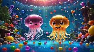 Four Jellyfish Juggle Jellybeans | Fun Counting & Action Song for Kids | Nursery Rhymes and Learning