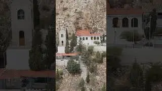Vertical video. Athens, Greece. St Marina of Neon Ikonion. Greek Orthodox Church. Perama, Aerial Vie