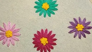 🧶🪡🌼 Tutorial de flor| Fácil y rápido| Principiantes 🌼🪡🧶#embroidery #art 