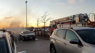 Mercedes on fire 🔥 in Costco car park Ajax, Ontario, Canada 🇨🇦.