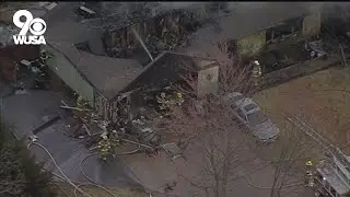 Raw video: Firefighters battle burning house fire in Clinton, Md.