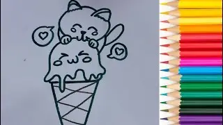 How to draw Kawaii Ice Cream 🍦 #kawaii #drawing 