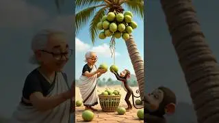 Grandma and the monkey planted a coconut tree 🌴🥥 tree was destroyed 😭 #ai #monkey #grandmother