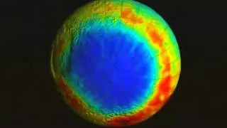 Mars Odyssey Epithermal Neutron Data Overlayed on MGS-MOLA Topo Data (Full Globe, Smoothed)