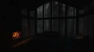 Rainy Forest Night 🔥 Fireplace Warmth and Distant Thunder Echo for Calm Sleep and Cozy Ambience