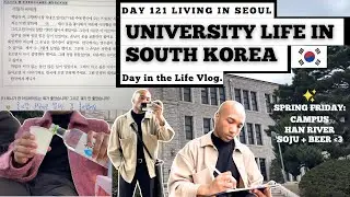 University Life in Seoul, South Korea Vlog 📚 Spring Semester, Cherry Blossoms, Soju at Han River ✨