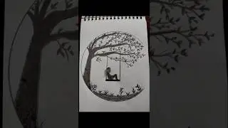 HS Art Drawing✍️Alone Girl swinging in a tree#sadgirl #drawing #trending #viral #art #shorts video