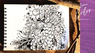 Relaxing Zentangle Drawing  Slow & Calm Black‑Ink Line Art