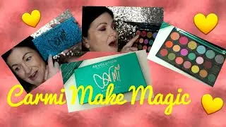 FULL FIRST IMPRESSIONS REVOLUTION X CARMI MUA MAKE MAGIC PALETTE  WITH FULL SWATCHES, POURED PIGMENT