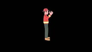 3D Cartoon Firefighter Turntable | Fireman Talking on Radio