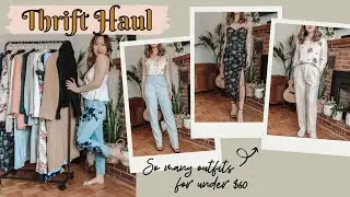 THRIFT HAUL &hearts;️  TRY ON | So Many Outfits for $60 | + DESIGNER FINDS