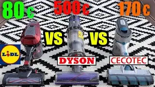 Aspirateur LIDL SILVERCREST VS DYSON V10 VS CECOTEC Conga RockStar 300 X-Treme : TAPIS