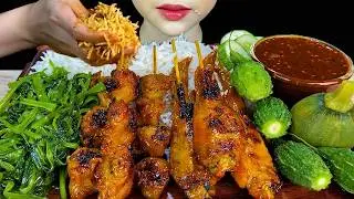 EATING GREEN VEGGIES||Bbq Chicken Diamond And Chicken Wings, Stir Fried Water Spinach