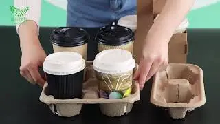 Customized cheap take away hot drink craft disposable kraft tea coffee carrier paper cup holder tray