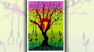 How to draw save trees and save nature, Drawing of nature, go green painting