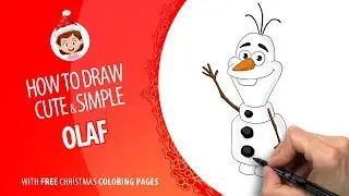 How to draw simple and cute Olaf the Snowman | Free Christmas Coloring Pages