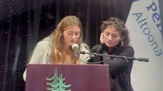 Tess and Catie reading at Pap&rsquo;s funeral 