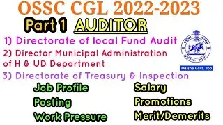 AUDITOR POST DEPARTMENT WISE JOB PROFILE,SALARY ,PROMOTIONS FULL INFO./OSSC CGL/PART 1/WIFI ODISHA
