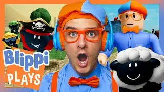 Blippi Plays 'Find the Sheep' on Roblox! | Blippi Plays Roblox! | Video Games for Kids