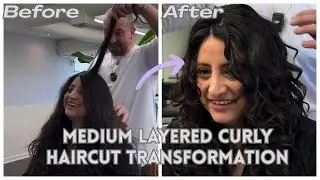Medium layered curly haircut transformation | Soft defined curls | Modern curly hairstyle
