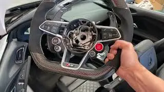 2022 Audi R8 Spyder Carbon Fiber Steering Wheel Upgrade Installation by EuroBoutique DIY