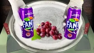 Fanta ASMR Ice cream Rolls With Fanta & Grapefruit- How to Make Anggur Flavor Fanta Rolled Ice Cream