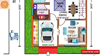 TWO SIDE ROAD HOUSE PLAN 25' X 36' / 900 SQ.FT / 100 SQ.YDS / 84 SQ.M / 100 GAJ / WITH INTERIOR