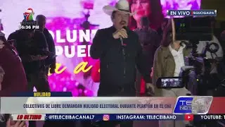 Colectivos de Libre demandan nulidad electoral durante plantón en el CNE