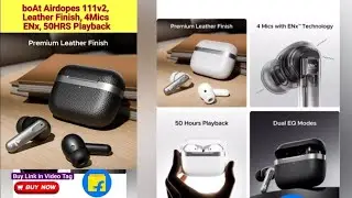 boAt Airdopes 111v2, Leather Finish, 50HRS Playback,Fast Charge Bluetooth Headset (Classic Black,