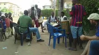 Les Percussions de Kouroussa warmup - Denbadon, Conakry 2014